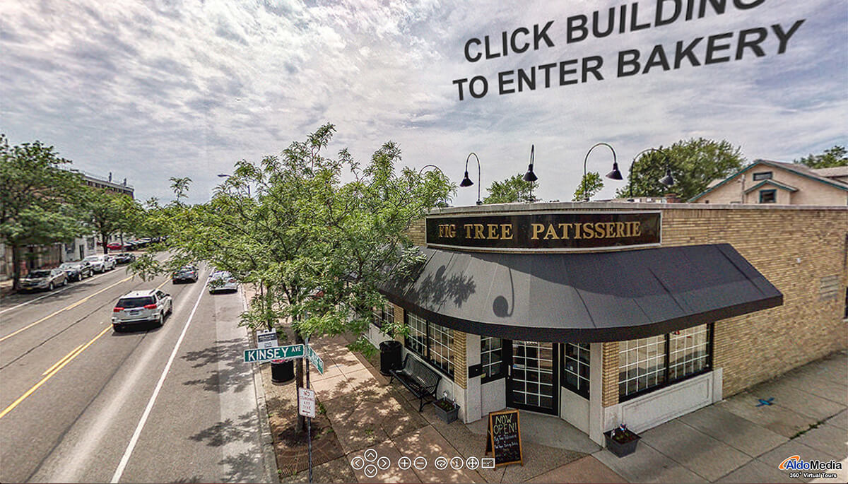 The Fig Tree Patisserie shopfront at 3062 Delaware Avenue, seen from the corner of Kinsey Avenue